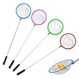 4 Stück Aquarium Kescher Fischnetz, feinmaschig und reißfest, ideal zum Fangen von kleinen Fischen und Garnelen sowie zur Reinigung des Aquariums, in zufälliger Farbauswahl.