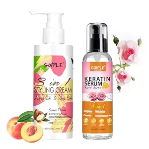 3-In-1 Styling Cream for Flyaways and Frizz - Keratin Protein Hair Serum with Moisturizing Oil