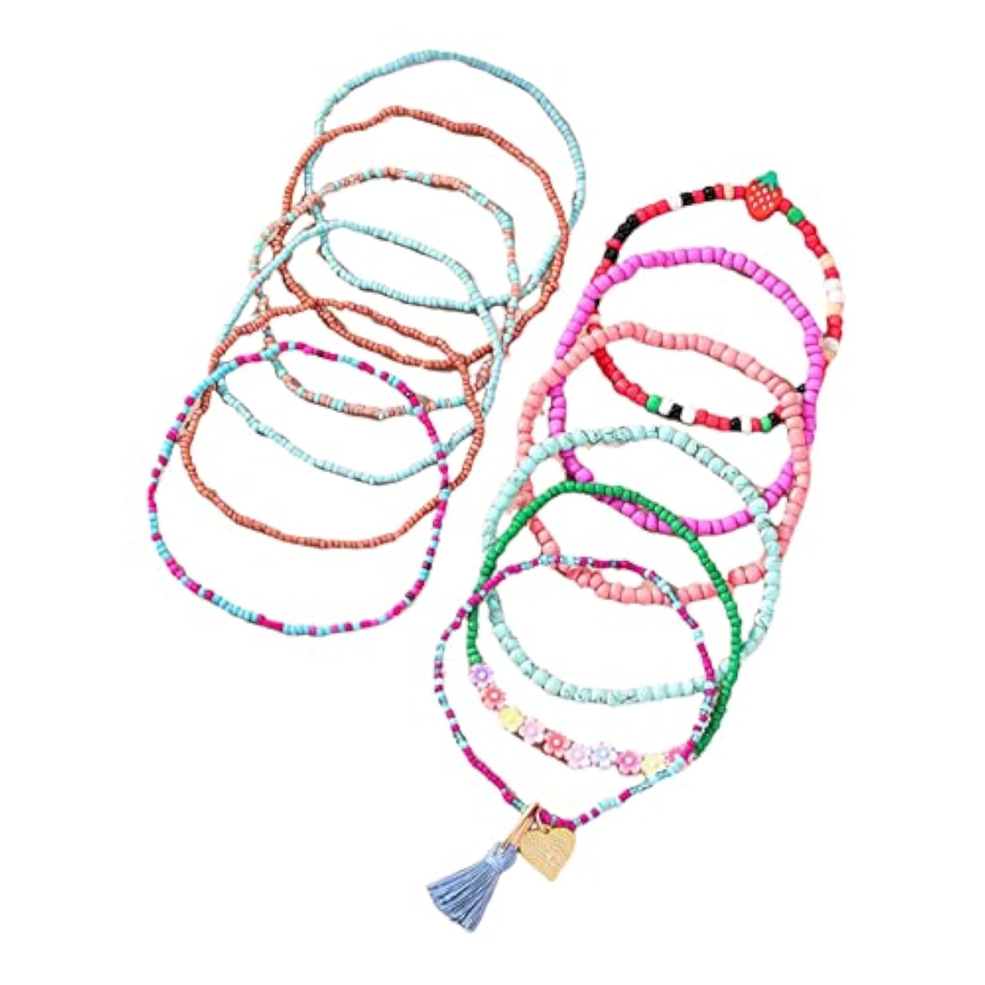 12pc Boho Anklet Set, Beaded for Beach Party Gift