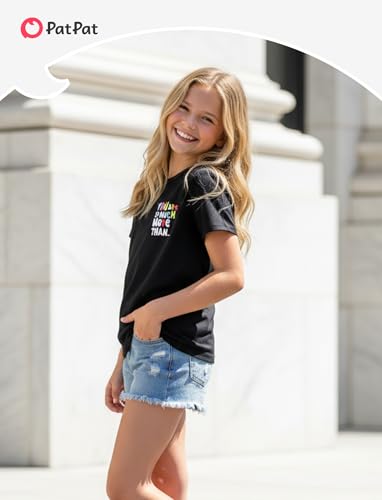 Image of PATPAT Girls Crewneck Short Sleeve Graphic Tees Animal Print Shirts Cute Summer Outfits 5-12 Years