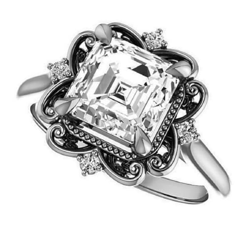 2 CT Asscher Cut Colorless Moissanite Engagement Ring Set Wedding Bridal Rings Set Solitaire 10k 14k 18k Gold Sterling Silver Ring3