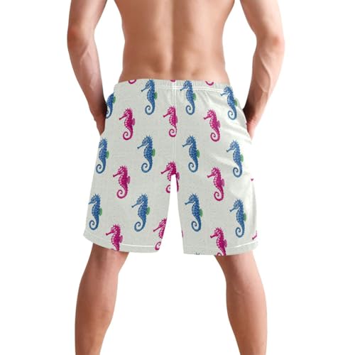 Quick Dry Colorful Seahorses Men's Swimming Shorts Swim Trunks with Mesh Lining Beach Wear - S2