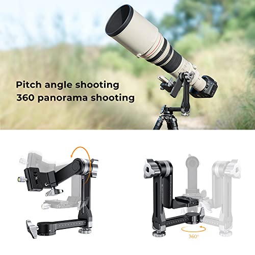 Miniatura 6 de K F Concept Cabezal De Trípode Cardán, Panorámico De 360 De Aleación De Alta Resistencia Con Placa De Liberación Rápida Arca-Swiss De 1 4 De Pulgada Para Cámaras, Capacidad De Carga 20 Kg