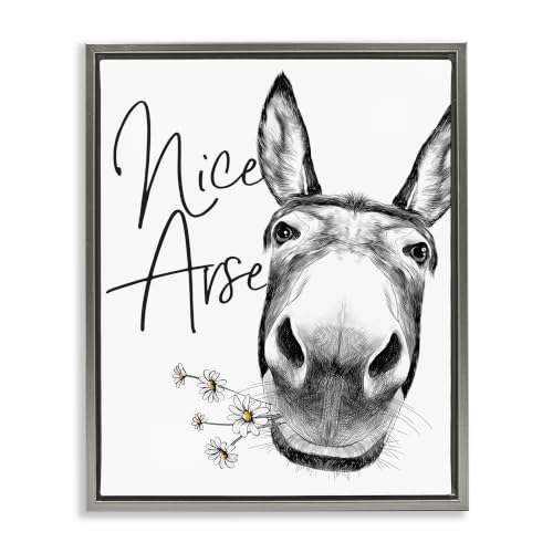 Stupell Industries 'Nice Arse Donkey Pun'| Floating Frame Canvas Art
