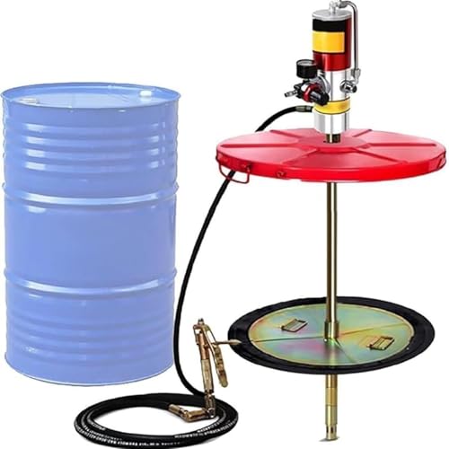 Bomba de grasa neumática para bidones de 55 galones, bomba de grasa neumática con tubo de 16 pies, tapa para bidón, placa seguidora, pistola de engrase, bomba de grasa portátil