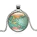 Mr.S Shop Vintage Globe Necklace Planet Earth World Map Art Pendant in Bronze or Silver with Link Chain Included