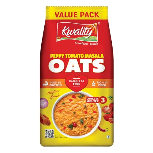 Image of Kwality Peppy Tomato Masala Oats 400g | Healthy Breakfast | High Fiber & Protein | Ready-to-Cook | Spicy Flavor