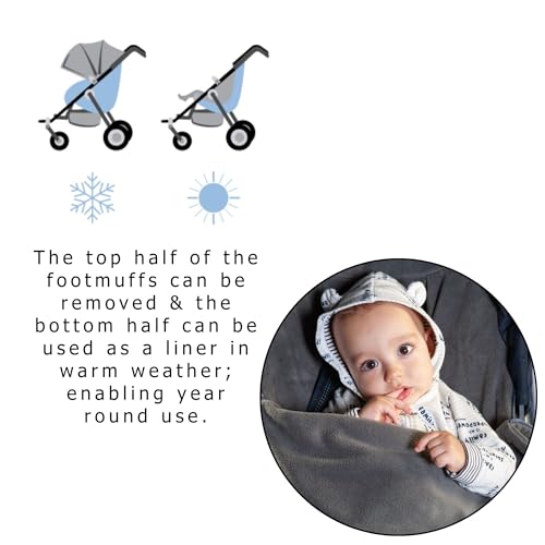 Image of Universal Snuggle Fleece Baby Stroller Footmuff Bunting Bag, 2-in-1 Seat Liner & Pushchair Footmuff to Keep Baby Warm & Dry, Just Charcoal