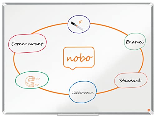 Nobo Premium Plus Enamel Magnetic Whiteboard – 1200x900mm, Aluminium Trim, EU Ecolabel Certified, 1915145