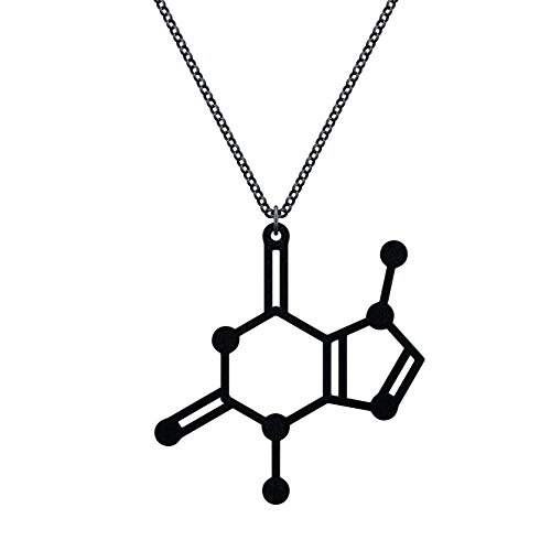 Chocolate Molecule Pendant Necklace (Theobromine) (Black)