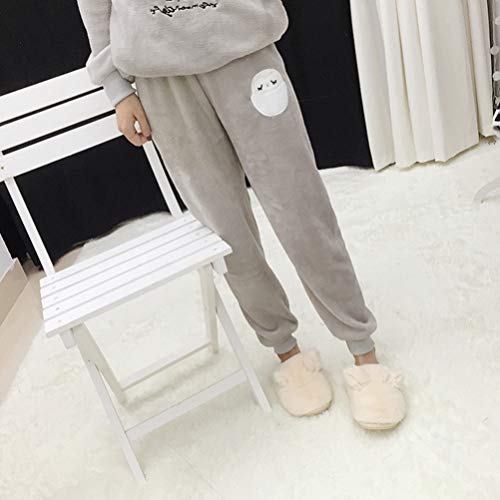 Pijama de manga comprida de flanela FENICAL com estampa de coruja de desenho animado para mulheres e