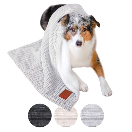 WahreTierliebe® Cozy Kuscheldecke für Hunde, Waschbar & Pflegeleicht - Idealer Überzug fürs Hundebett, Sofa, Auto & Möbel - Warmes, doppelseitiges Design