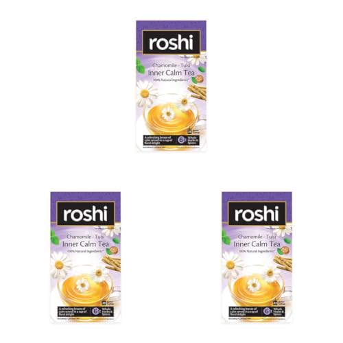 Image of Roshi Inner Calm Tea | 25 Bags | Calming Chamomile Herbal Tea (Pack of 3)