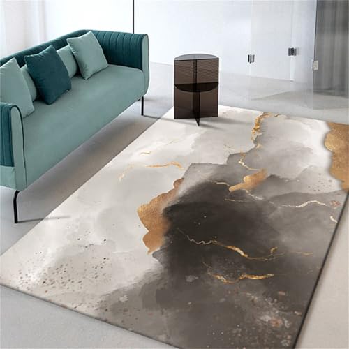 Tapis cuisine antidérapant gris et jaune 60x90cm style aquarelle - 2