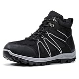  VICRUNMX Wanderschuhe für Herren, leichte, hohe Sneakers, atmungsaktive Knöchelschuhe, Trekking, Rucksackreisen, Bergsteigen, Outdoor-Trailschuhe，Schwarz，42 EU