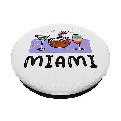 Miami Funny Miami Beach Holiday PopSockets Swappable PopGrip, Black - Image 2