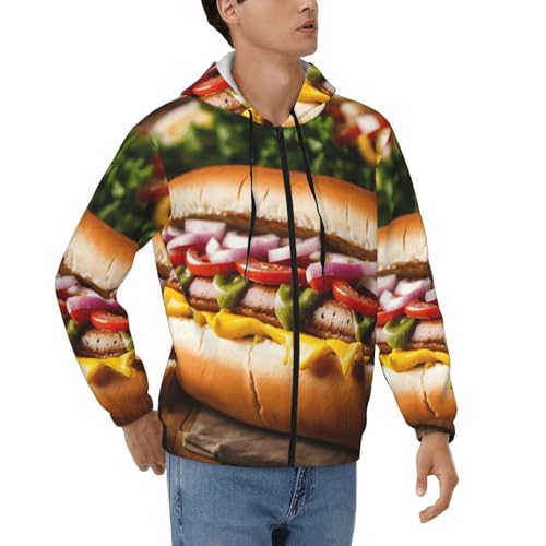 Sweat à capuche à fermeture éclair intégrale EdWal pour hommes avec motif nourriture
