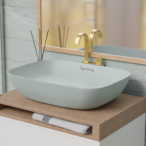 Lifelong Wash Basin for Bathroom - Green Table Top Washbasin - Counter Top Vessel Sink for Bathroom, Dinning Hall, Vanity - Ceramic Glossy Finish - 45x31.5X13.5 cm (LLBGN01) (B0D14G5FSQ) Amazon Price History, Amazon Price Tracker