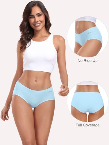 Image of coskefy Womens Underwear Cotton Hipster Panties Low Rise Breathable Ladies Bikini Undies 6 Packs