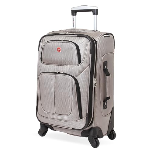 SWISSGEAR Sion Softside Expandable Spinner Luggage Durable Lightweight Travel Suitcase, Pewter, Carry-On by SwissGear - Used condition - US$117.00