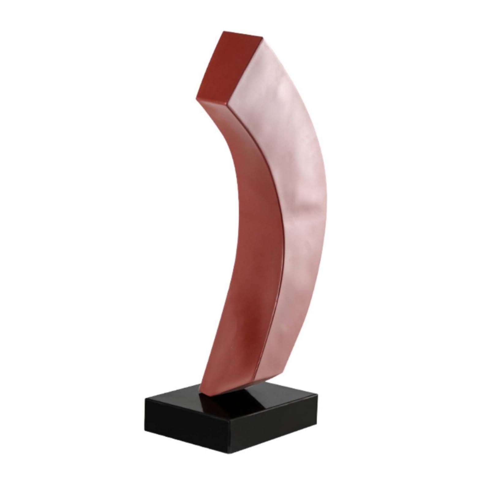 Geometrische Skulptur Abstrakte Statue Tischfigur Kunstobjekt aus Metall mit Sanft Geschwungener Silhouette Und Ebenholzfuß für Wohnzimmer Büro Galerie