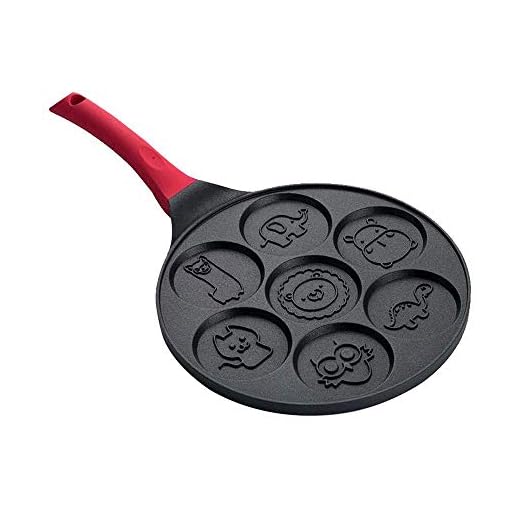 Pancake Sartén de Inducción para Niños, 26 cm Sartén para Huevos Fritos con 7 Moldes Huevos, Mini Pancake Maker para Panqueques, Gofres y Huevos Fritos, Diseño Animales y Revestimiento Antiadherente