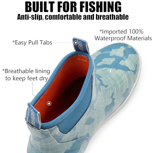 Image of SUREWAY Men's Deck Boots Professional Non-Slip Fishing & Ankle Boating Boot Waterproof Rain Boots, Lightweight Neoprene Rubber Deck Boots