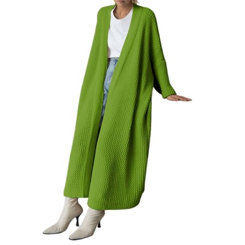 Manteau long tricot épais en coupe ouverte sous le genou pour femme