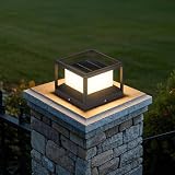 MVBT Solar Post Light Outdoor, 9.1' Modern Pillar Lamp Waterproof, Aluminum Column LED Lantern Fence Deck Cap Lights Dusk to Dawn, 3000K Landscape Lighting for Patio Driveway Pathway Garden Entrance