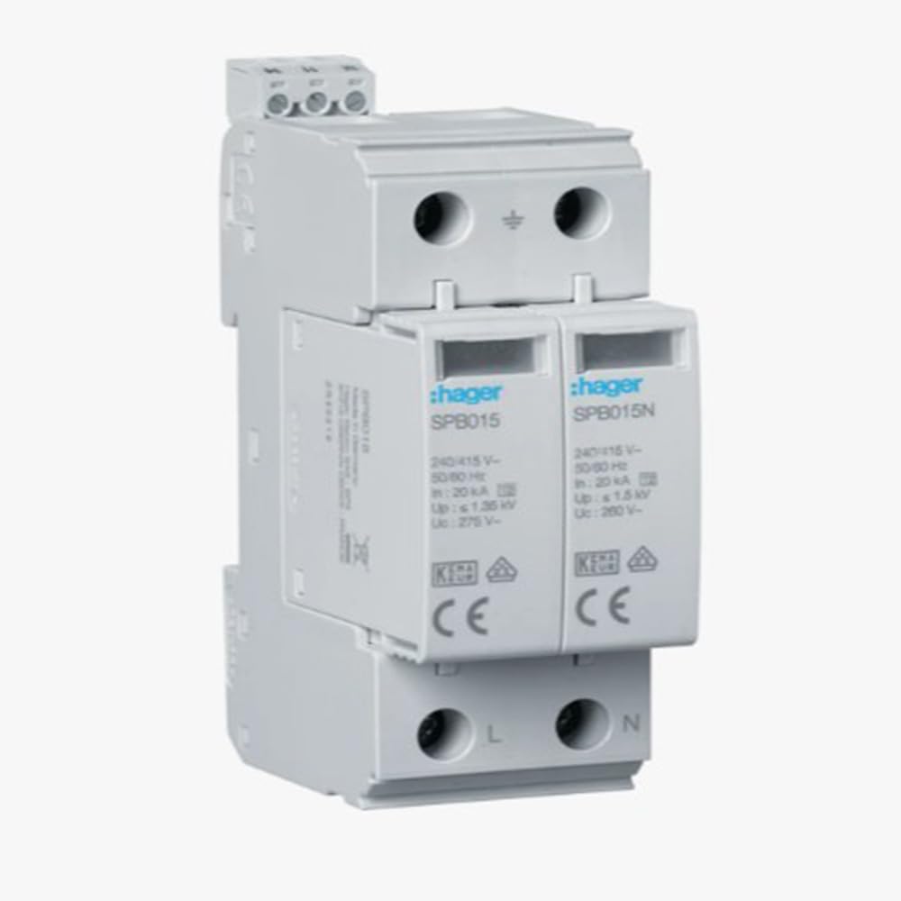 Parafoudre T2 2P Hager 40kA SPB215 evite la panne de vos equipements face aux orages
