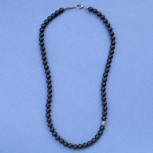 Gavu Men's Crystal Matte Onyx Beaded Black Stone Necklace 24" #TOP2