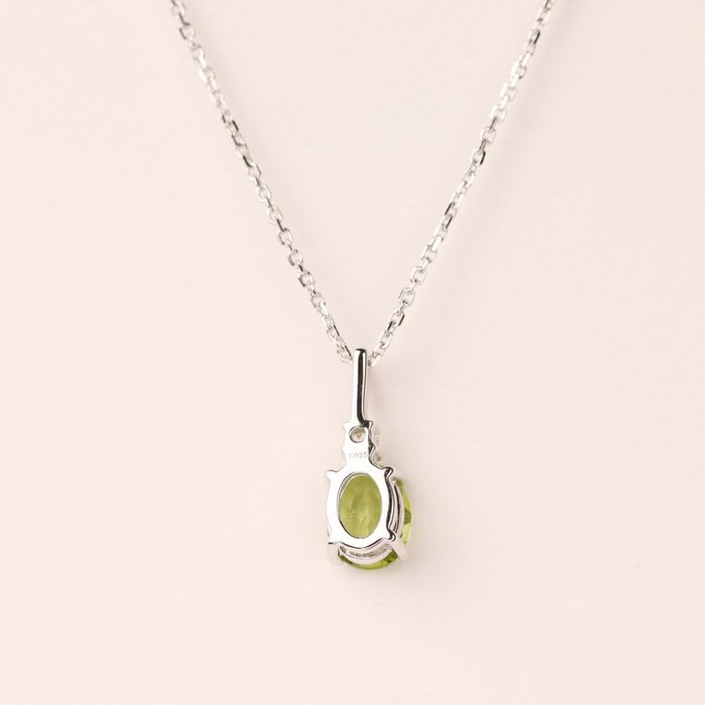 Colgante de peridoto natural y collar de plata de ley 925 con cadena de 45 cm 3