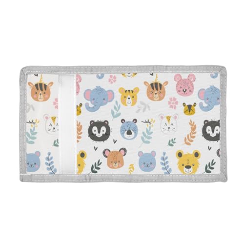 Kids Wallets for Boys Girls Toddler Trifold Wallet Children Small Animal Face with Zipper Coin Pocket2