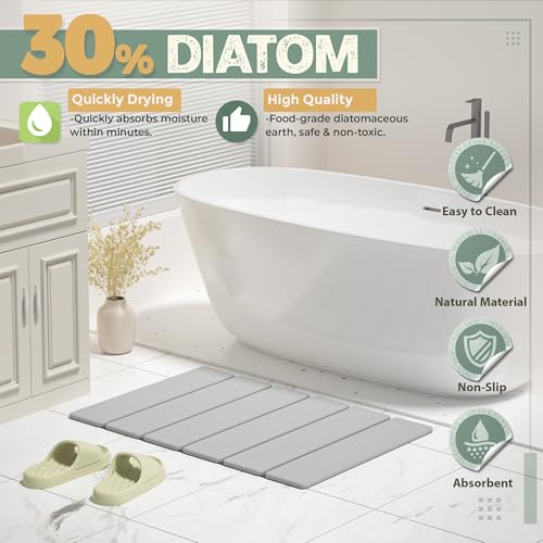 Tapis de bain en pierre de diatomite 60 cm gris clair pliable