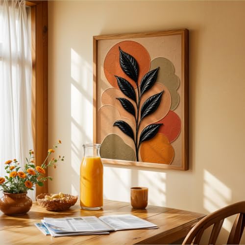 Image of NoWorries Floral Botanical Wall Painting with Frame | Premium Textured Flower & Leaf Artwork, Pastel Nature Wall Decor Framed for Living Room Bedroom Office and Home Decoration (Art-5,17x25inch)
