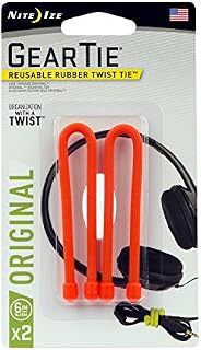 Nite Ize Original Gear Tie, Reusable Rubber Twist Tie, 6-Inch, Bright Orange, 2