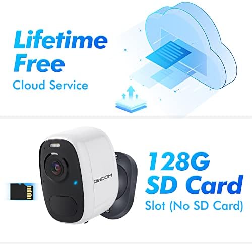 DIHOOM 2K Security Camera Outdoor Wireless Battery Operated, 4MP Wireless CCTV Camera with Spotlight, WiFi Camera Outdoor with Color Night Vision, Human Motion Detection, 2 Way Audio, IP65 Waterproof