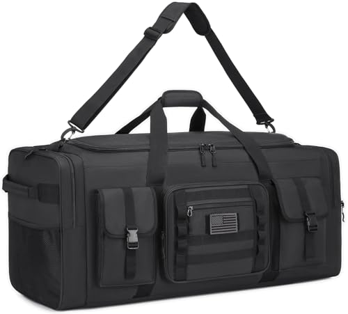 BISKLNDN 135L 37 Extra Large Duffle Bag for Men - Heavy Duty Duffle Bag for Travel with Adjustable Shoulder Strap Sports Gym Equipment Bag for Soccer/Baseball/Basketball/Hockey Black