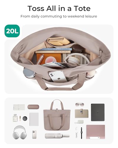 Image of BAGSMART Tote Bag for Women, Foldable Tote Bag With Zipper Travel Shoulder Bag Handbag for Work
