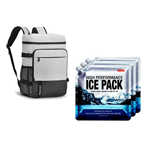 40 Cans Backpack Cooler Leakproof Lightweight Insulated with 3 Ice Pack for Coolers Long Lasting for Lunch Picnic Fishing Hiking Camping Park Beach Cover