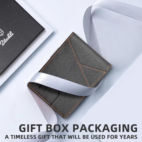 Image of Zitahli Slim Wallet for Men,RFID Blocking Leather Bifold with Money Clip | Minimalist Front Pocket Design, Holds 12 Cards, RFID Protection, Gifts for Men on Birthdays, Father's Day, and Christmas