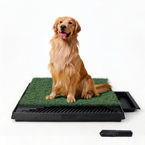 Image of Pawise Dog Grass Pad with Tray, 20x25 Inch Artificial Turf Puppy Potty Pad, Indoor Outdoor Dog Toilet with Pull-Out Drawer & Free Garbage Bags, Dogg Litter Box for Potty Training