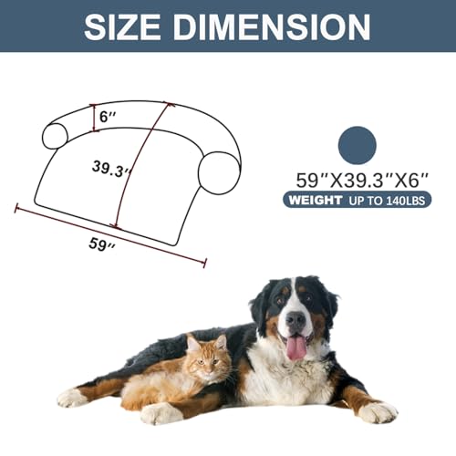 Image of Calming Dogs /Cats Bed Mats, Dog Pad Washable Removable Couch Cover, Plush Long Fur Mat for Pets, Waterproof Lining, Perfect for Small, Medium and Large Dogs and Cats (Navy Blue, 59 inchx39 inch)