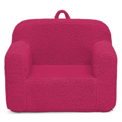 Image of Delta Children Sherpa Cozee Chair - Foam Kids Chair for Ages 18 Months and Up, Hot Pink