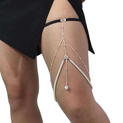 drei Schicht Beinkette Frauen Gothic Oberschenkelkette Punk Statement Schmuck Halloween Cosplay Beach Party Schmuck Kette Schmuck für Frauen Gothic Leg Chain Charm Metall Beinketten für Frauen Cover