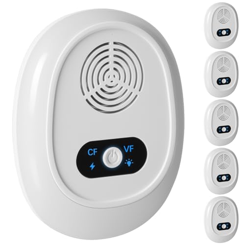 6 PCS Repelente Ultrasónico de Plagas, 4 Modos Repelente Ultrasónico Mosquitos, Electrónico Control Plagas para Moscas, Interior Dispositivo Antimosquitos para Ratones, Cucarachas, Arañas, Roedores