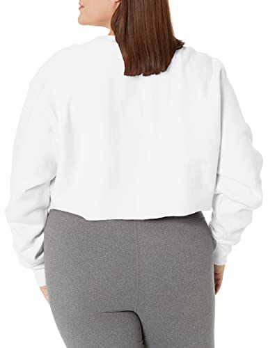 Champion Women's White Cropped Reverse Weave Crew, X-Small US