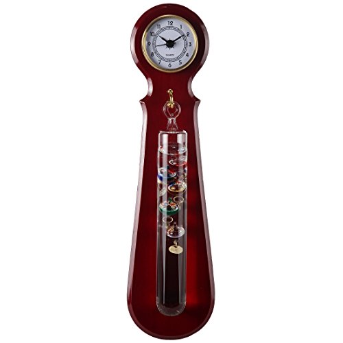 Lily's Home Two-in-One Weather Station, with Galileo Thermometer and Analog Clock, 5 Multi-Colored Spheres (18 Inches)