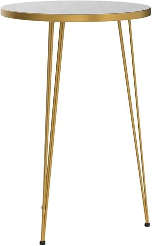 Miniatura 5 de PAK HOME Juego de 2 mesas auxiliares redondas de madera para sofá para espacios pequeños, mesita de noche con patas de metal para dormitorio, sala