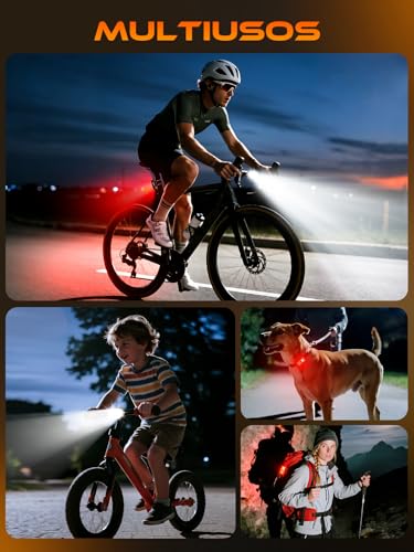 ISEYOU Luz Bicicleta Delantera, Súper Delgado Luces Bicicleta Delantera y Trasera USB-C Recargable, 5+6 Modos y IP65 Impermeable, Fácil de Montar, Ideal para Ciclismo de Montaña y Carretera Nocturna - imagen 7